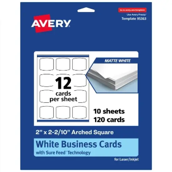 Avery Arched Business Cards, 2" x 2-2/10", Matte White, 120 Total image {9}