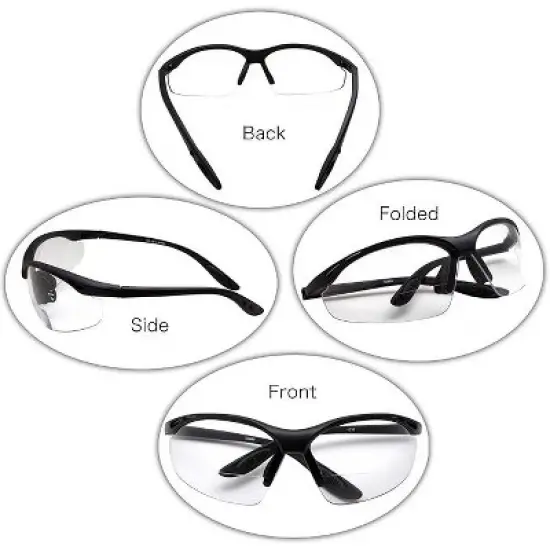 grinderPUNCH 2-Pack Safety Bifocal Glasses  ANSI Z87 Impact Resistant, Non-Slip Wraparound, Clear Lens Readers image {2}