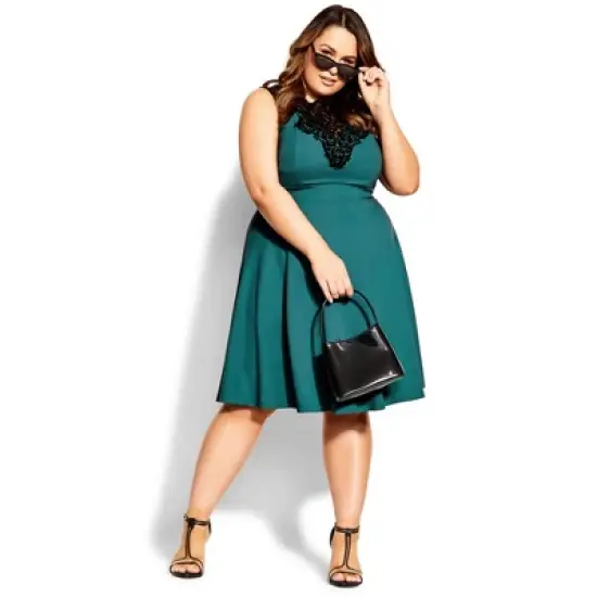 Women's Plus Size Lace Love Dress - alpine | CITY CHIC image {3}