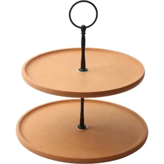 DOMETOUR Wood Fiber 2 Tier Stand, Cupcake Dessert Stand, Tiered Serving Tray for Dessert Table image {7}