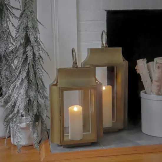 22" HGTV Slim Lantern Gold - National Tree Company image {3}