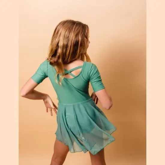 Leveret Girls Elbow Sleeve Skirt Leotard image {3}
