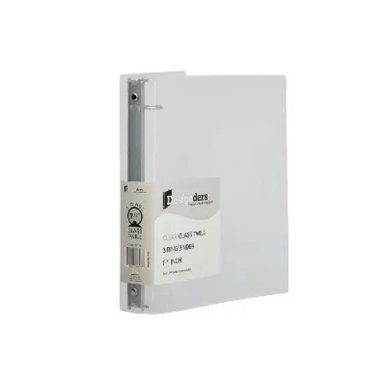JAM Paper Standard 1.5" 3-Ring Flexible Poly Binder Clear Glass Twill 762T15CL image {5}