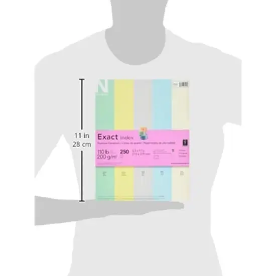 Exact Index Cardstock, 8-1/2 x 11 Inches, 110 lb, Assorted Colors, 250 Sheets image {2}