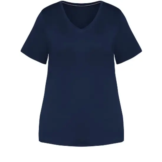 Women's Plus Size V Neck Essential Top - navy | AVENUE image {2}