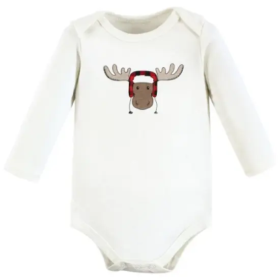 Hudson Baby Unisex Baby Cotton Bodysuit, Pant and Shoe Set, Winter Moose image {2}