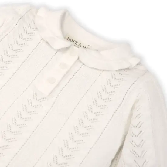 Hope & Henry Girls' Organic Cotton Short Sleeve Peter Pan Collar Sweater Polo , Infant image {1}