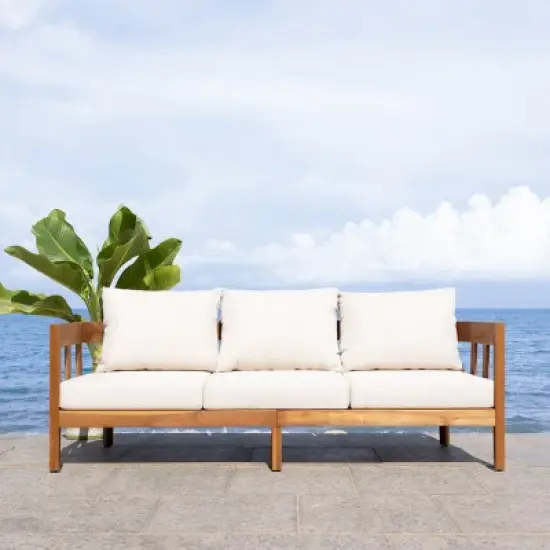 Owen 3 Seater Sofa - Indoor/Outdoor - PAT7091 - Natural/Taupe - Safavieh image {2}