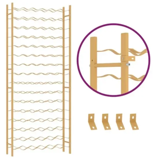 vidaXL Elegant Gold Metal Wine Rack - Freestanding Bottle Holder, Stores 96 Bottles, for Modern Home Bar/Kitchen Storage - 25.2" x 8.7" x 61.8" image {5}