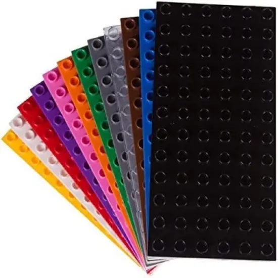 Strictly Briks Toy Building Block  Classic Big Briks Baseplates Premium 7.5" x 3.75" Large Brick Building Base Plates for Kid, Rainbow Colors, 12 Pc image {1}