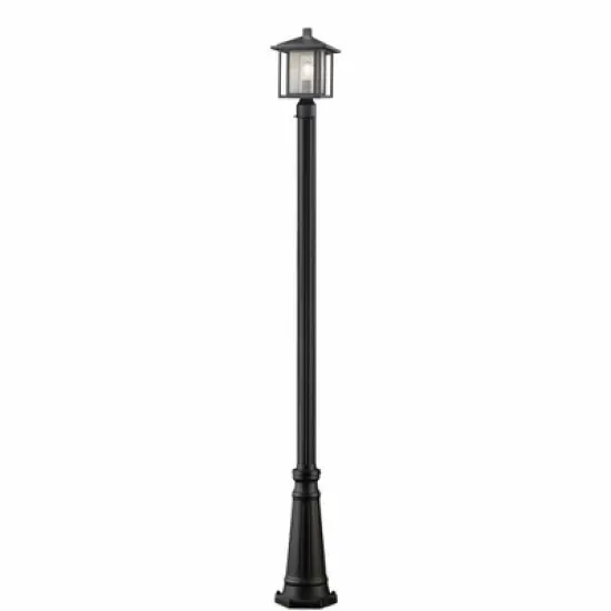 Aspen 10" Outdoor Pendant Light - Black, Seedy Glass, Dimmable, Wet Rated, 1 Bulb, 100W image {1}