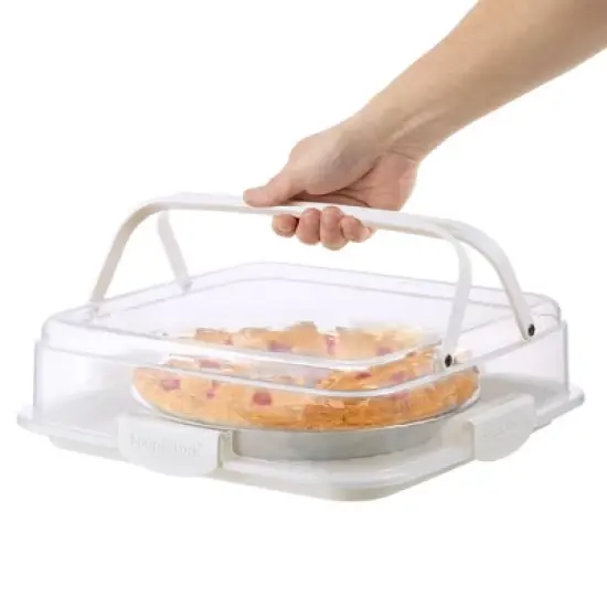 SnapLock Pie and Entertainment Carrier: Dessert & Pie Storage, Multiple Pie Saver, Dishwasher-Safe, Clear/White image {3}