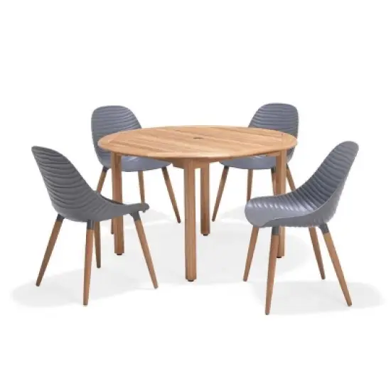 Amazonia 5pc Eucalyptus Round Lovegood Outdoor Patio Dining Set image {12}