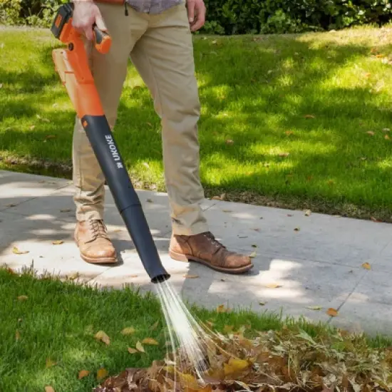 Ukoke Powerful 40V Brushless Cordless Blower (130 MPH / 550 CFM),for Blowing Snow Debris, Leaves, and Dust 2.0Ah Battery and Charger Included, Orange image {1}