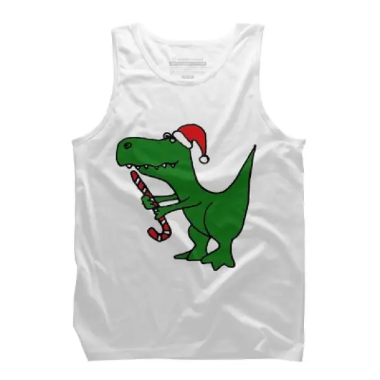 Men's Design By Humans Funny Christmas Green T-rex Dinosaur By SmileToday Tank Top image {6}