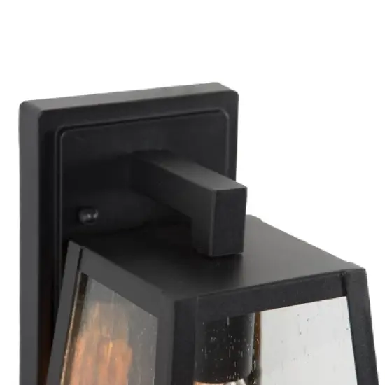 10" Metal/Glass Cone Outdoor Wall Lamp Black - LNC image {4}