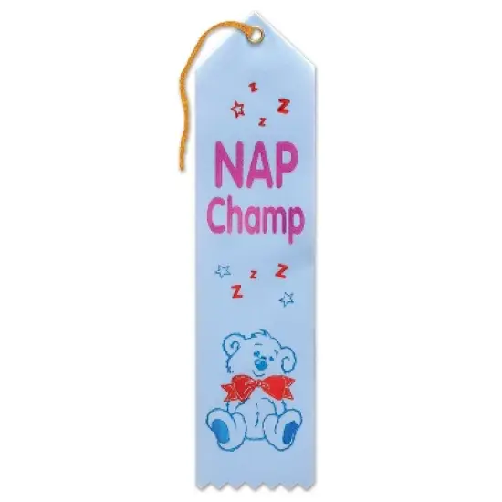 Beistle Nap Champ Award Ribbon, 2" x 8", (6/Pkg) Multicolored image {1}