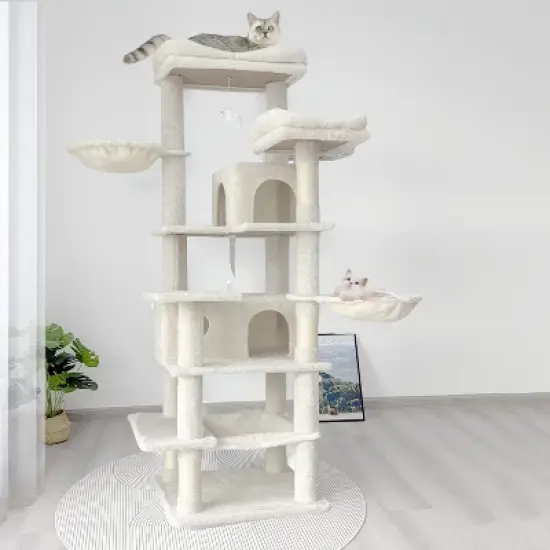 YOOCOZZ Multi-Level Large and Tall Cat Tree with Removable Cushion and Sisal Rope image {2}