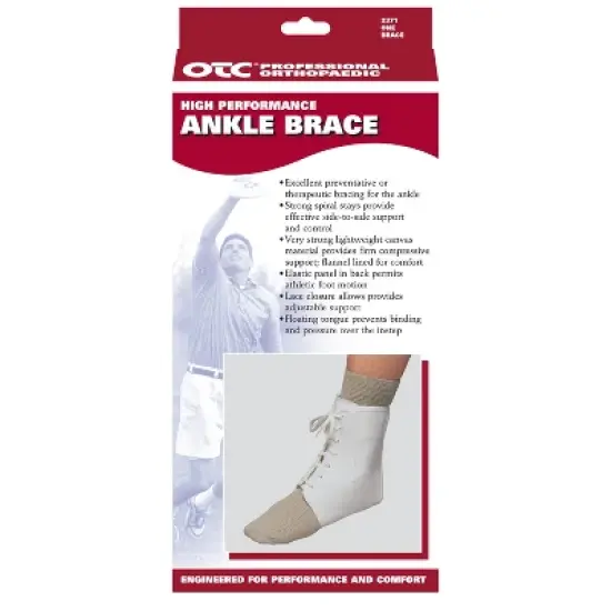 OTC Ankle Brace, Canvas Lace-Up, Semi-Rigid Spiral Stays, White image {2}