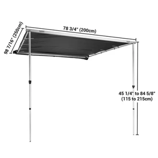 Yescom Semi-Automatic Retractable 6.6'x8.4' Vehicle Awning with Blackout Coating Motor Car Side Roof Rack Overlanding Sun Shade for  Outdoor Camping image {8}