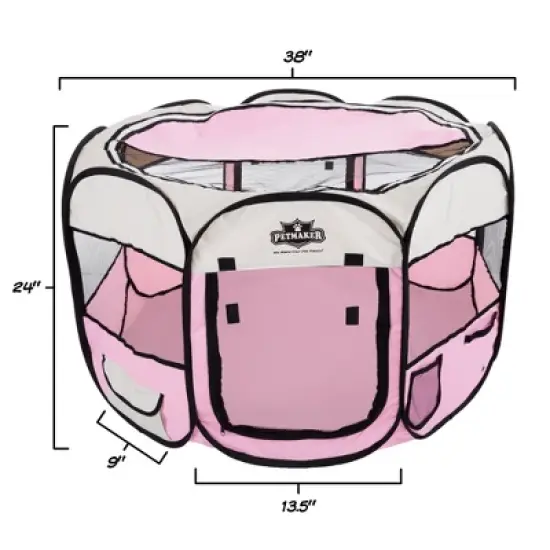 Pet Adobe Portable Pop-Up Pet Play Pen with Carrying Bag - Pink image {3}