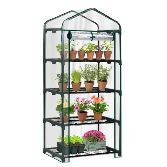 SEVOBAL Greenhouse Mini 4 Tier Green Houses Rolling Door Full Plant Grow Early Spring Seed Germination Indoor Growing Outdoor, Clear, 72"*48.5"*8.5" image {5}