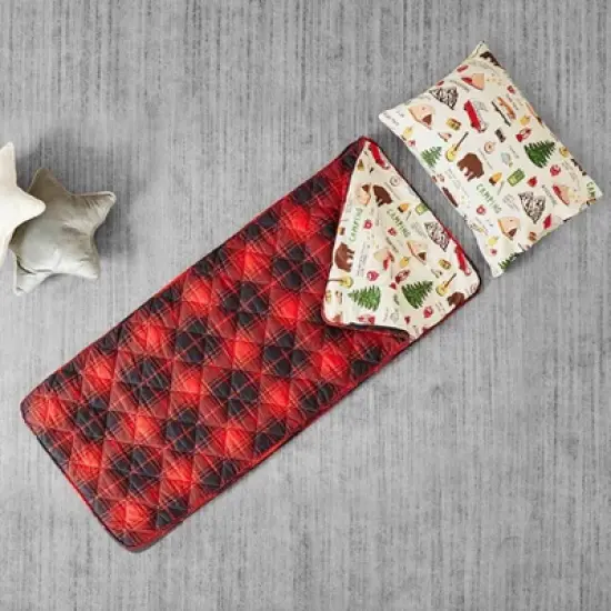 Campout Plaid Sleeping Bag Red - Wonder & Wise image {2}