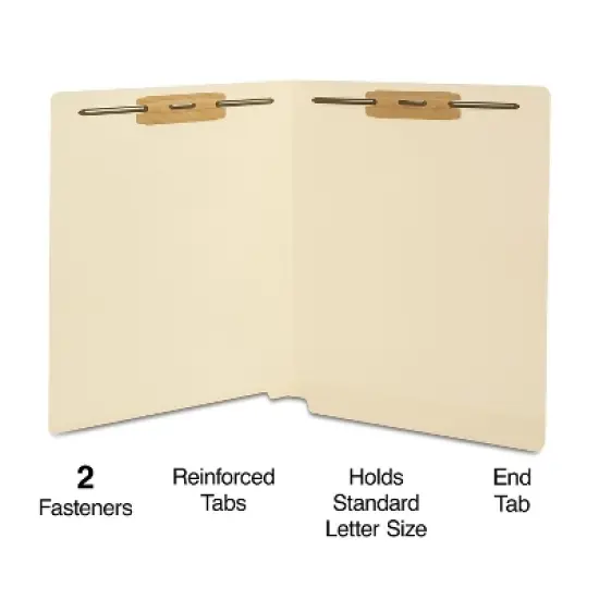 MyOfficeInnovations Manila End-Tab Fastener Folders with Reinforced Tabs Letter Size 50/BX 807785 image {1}
