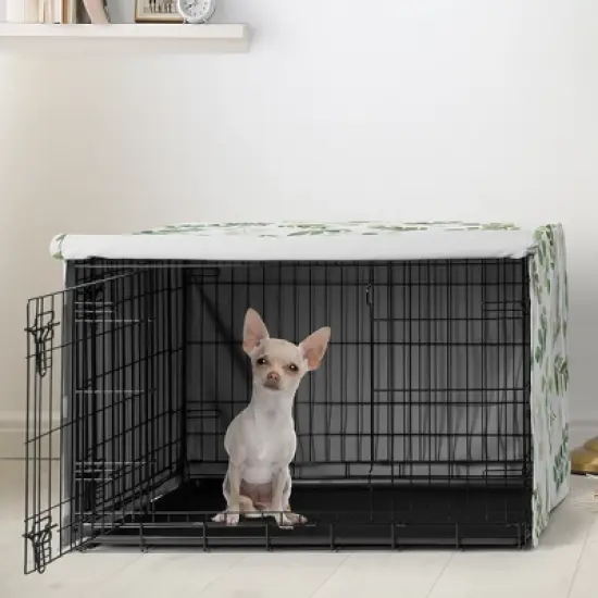 Sweet Jojo Designs Dog Crate Kennel Cover 24in. Botanical Green and White image {1}