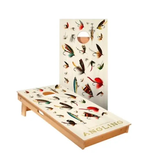 Skips Garage Outdoors Vintage Fishing Flies Cornhole Boards - ACA Star Series image {1}