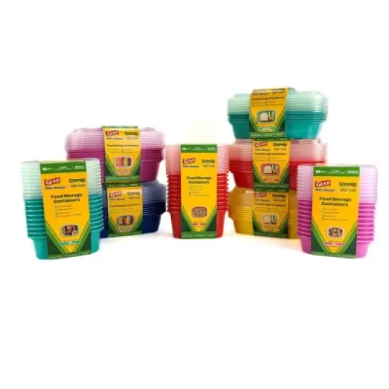 Glad Take-Aways Crayola Retired Colors 28oz/7pk Divided Rectangle Food Storage Containers - Violet Blue image {5}