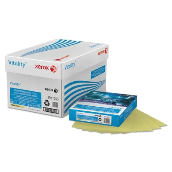 xerox Multipurpose Pastel Colored Paper, 20 lb Bond Weight, 8.5 x 11, Yellow, 500/Ream image {1}