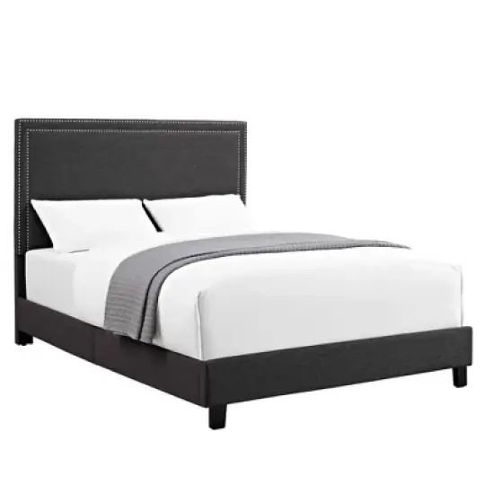 Emery Upholstered Queen Platform Bed Charcoal Black - Picket House Furnishings image {1}