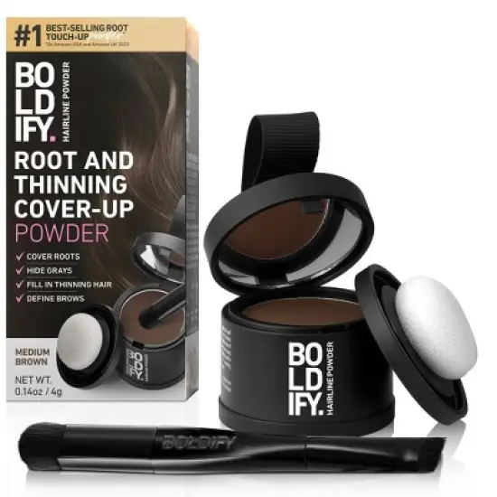 BOLDIFY Root Touch Up Powder with Brush, Covers Thinning Hair & Grays, Water-Resistant image {11}