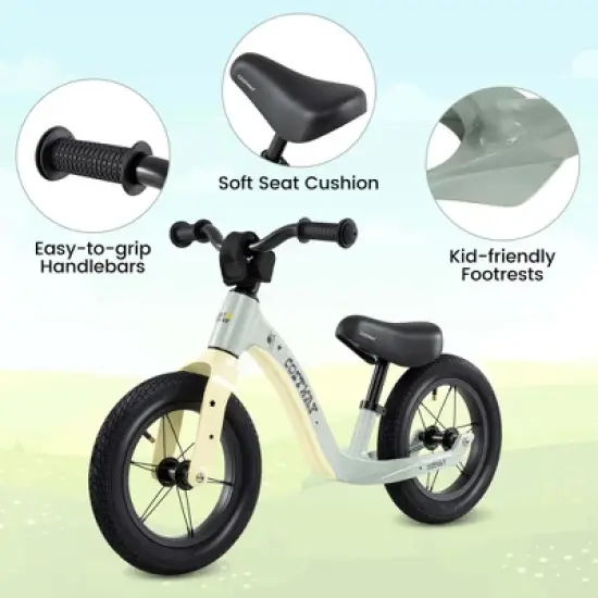 Costway 12 Inch Magnesium Toddler Balance Bike No Pedal Training Toddler Balance Bike White/Pink/Green/Red image {9}