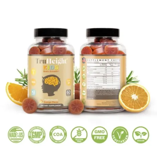 TruHeight Kids Brain Growth Gummies (Ages 2+) All Natural Kids & Toddler Vitamins - Omega-3, DHA Multivitamin - Brain & Memory Supplements image {8}