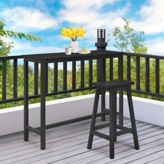 Karl Home Patio Fir Wood Black Bar Table image {7}