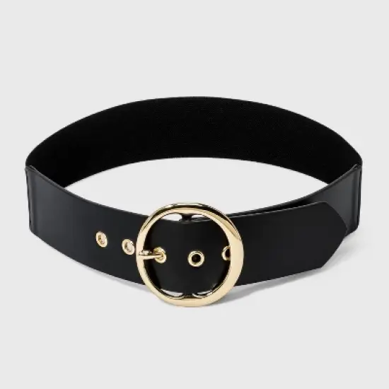 Women's Round Stretch Buckle Belt - A New Day&trade; Black image {2}