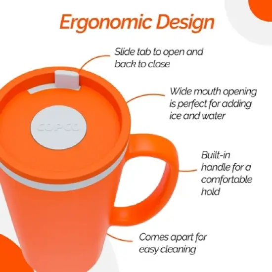 Copco Cone Desk Mug, 16 Ounce (Set of 2) - Double Wall Insulated Mug Set with Lid and Handle, Microwave & Dishwasher Safe, BPA-Free (Orange/Mustard) image {4}