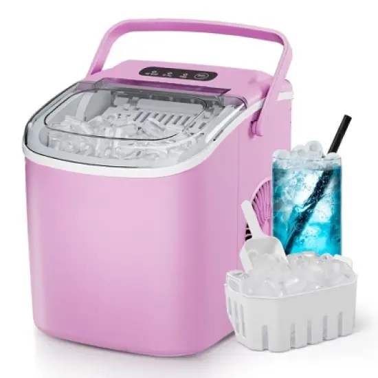 Simzlife Ice Maker Countertop, 26 Lbs/24H, Bullet Ice, 9 Pcs/6 Min, Portable Machine with Handle, Auto-Cleaning, Ultra Quiet, Smart Operation, Black image {9}