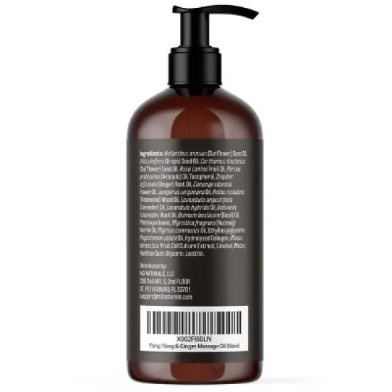 Ylang Ylang & Ginger Massage Oil, M3 Naturals, 8 fl oz image {4}