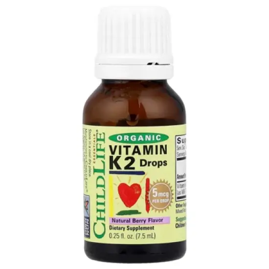 ChildLife Essentials Organic Vitamin K2 Drops, Natural Berry, 5 mcg, 0.25 fl oz (7.5 ml) image {2}