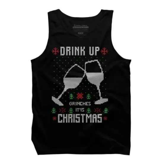 Men's Design By Humans Drink Up Grinches Ugly Christmas Sweater By shirtpublic Tank Top image {4}