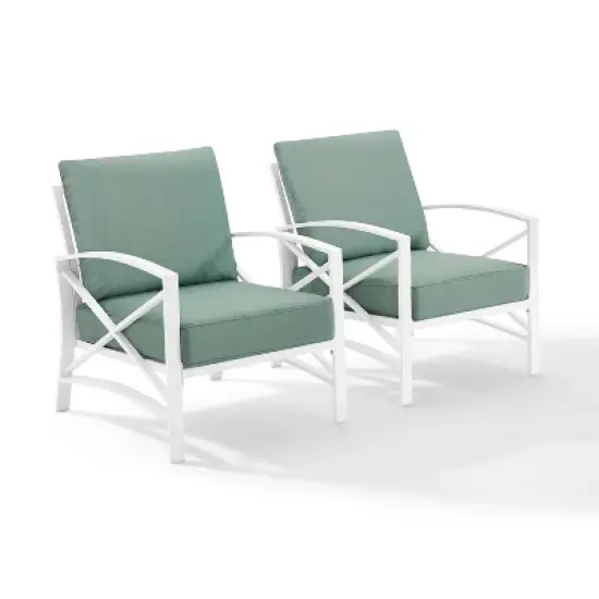 2pk Kaplan Outdoor Steel Arm Chairs Mist/White - Crosley image {5}