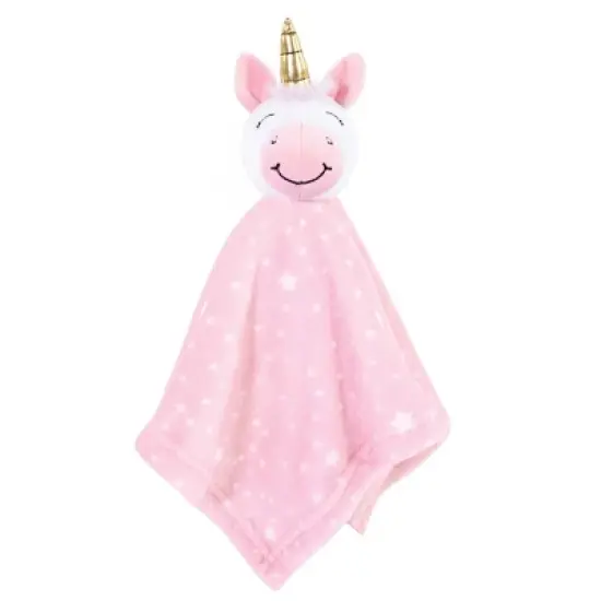 Hudson Baby Infant Girl Flannel Plush Sleep and Play and Security Toy, Pink Unicorn image {2}