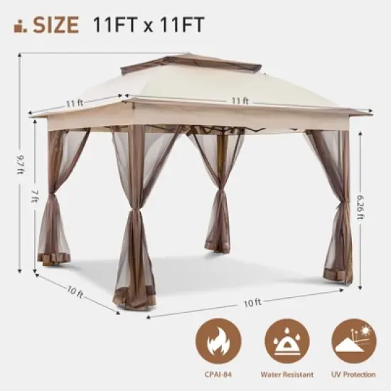UPTIOT 11 Ft. W x 11 Ft. D Steel Pop-up Gazebo image {6}