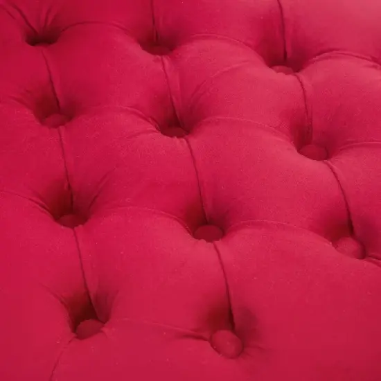 HOMCOM High Back Accent Chair, Upholstered Armless Chair, Retro Button-Tufted Royal Design with Thick Padding and Rubberwood Leg, Crimson Red image {5}