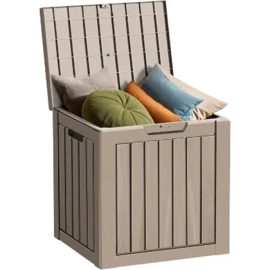 BI&SEA 30 Gallon Waterproof Deck Box-053,Lockable Resin Storage Box for Patio Furniture Cushions Garden Tools and Outdoor Delivery Storage image {6}