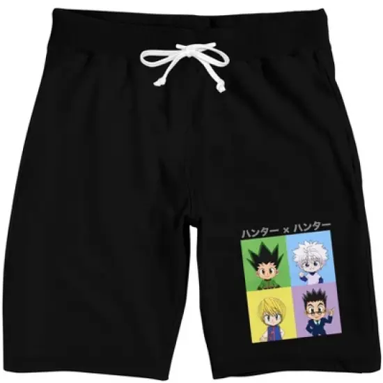 Hunter X Hunter Character Squares Men's Black Sleep Pajama Shorts image {2}