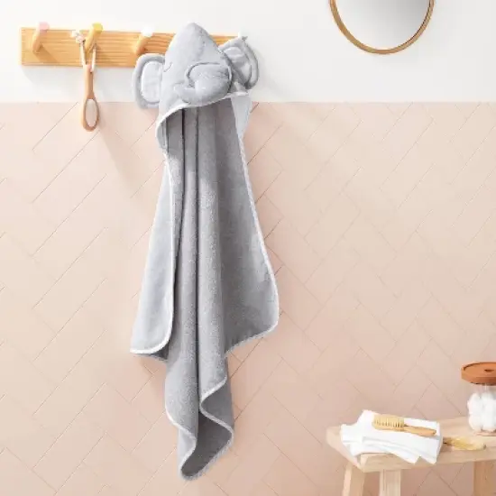 Baby Elephant Hooded Towel - Cloud Island&trade; Gray image {1}